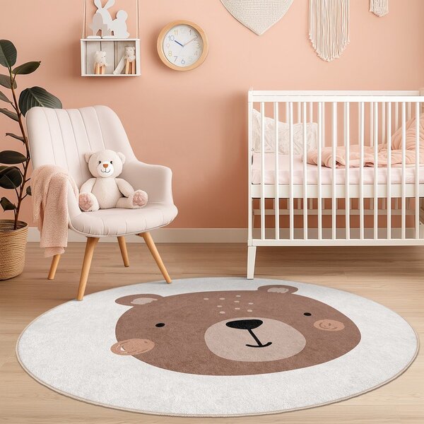 Brązowo-kremowy dywan dziecięcy odpowiedni do prania ø100 cm Teddy Bear – Mila Home