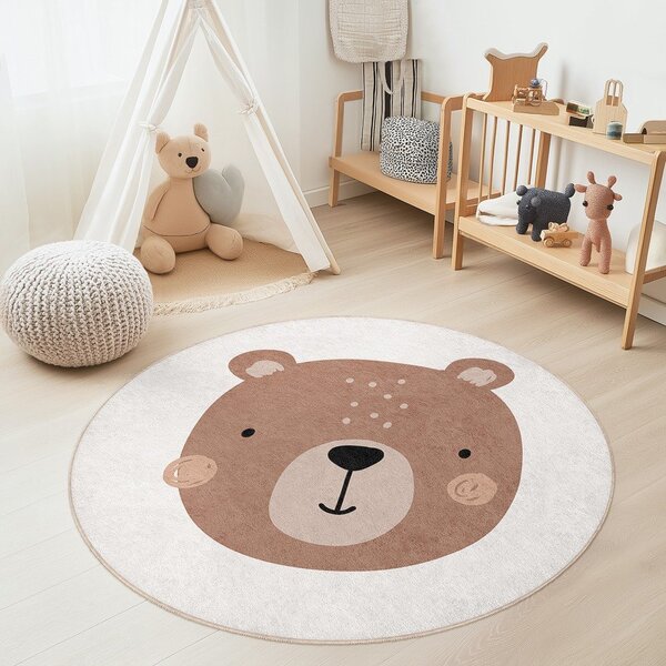 Brązowo-kremowy dywan dziecięcy odpowiedni do prania ø100 cm Teddy Bear – Mila Home