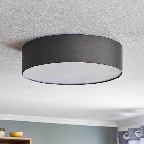 Lampa sufitowa Rondo TK Lighting, możliwość ściemniania, aluminiowy / szary / cynkowy, sypialnia, tkanina / materiał / jedwab, nowoczesny