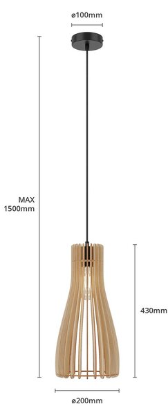 Lampa wisząca Furn Envostar, możliwość ściemniania, jasne drewno, salon / jadalnia, drewno, skandynawski