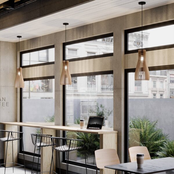 Lampa wisząca Furn Envostar, możliwość ściemniania, jasne drewno, salon / jadalnia, drewno, skandynawski