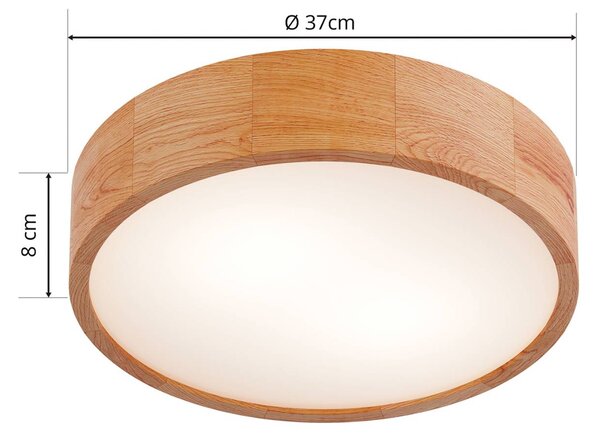 Lampa sufitowa Kerio Envostar, możliwość ściemniania, salon / jadalnia, drewno, nowoczesny