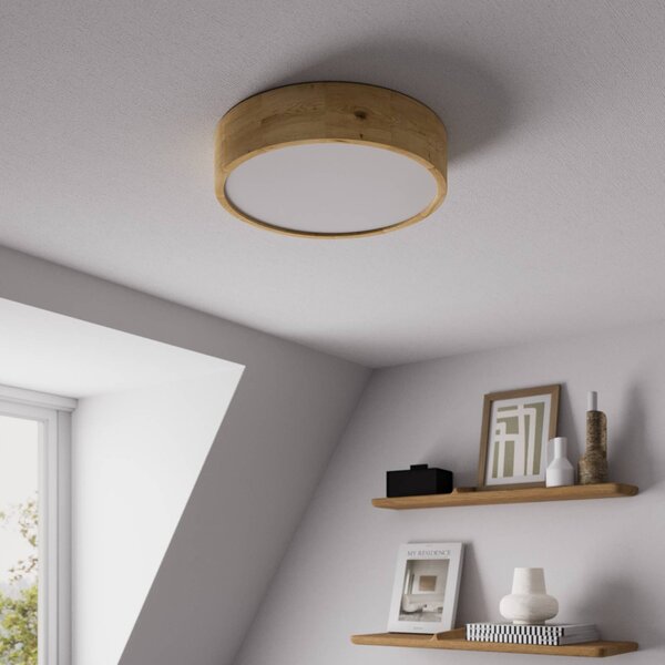 Lampa sufitowa Kerio Envostar, możliwość ściemniania, salon / jadalnia, drewno, nowoczesny