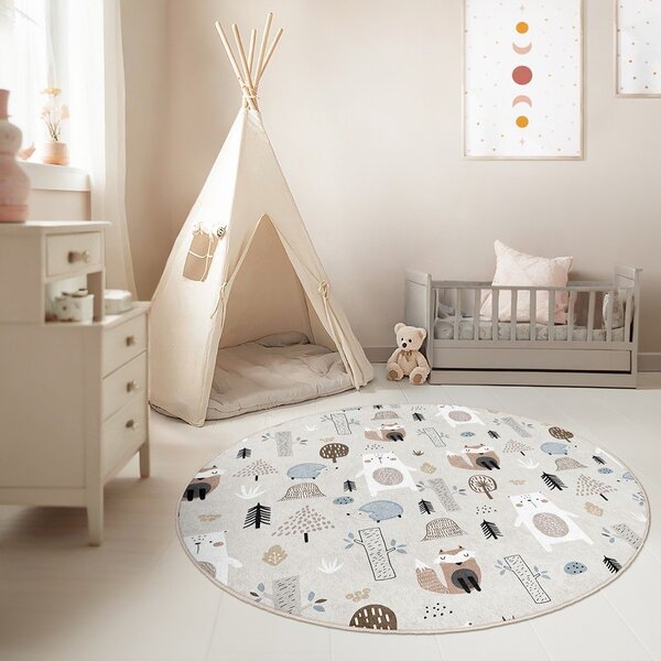 Dywan dziecięcy odpowiedni do prania ø120 cm Forest Friends – Mila Home