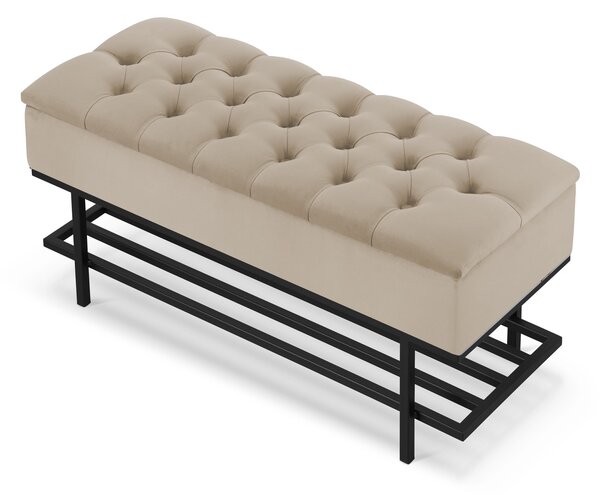 Pikowana pufa ze schowkiem LOFT - Latte