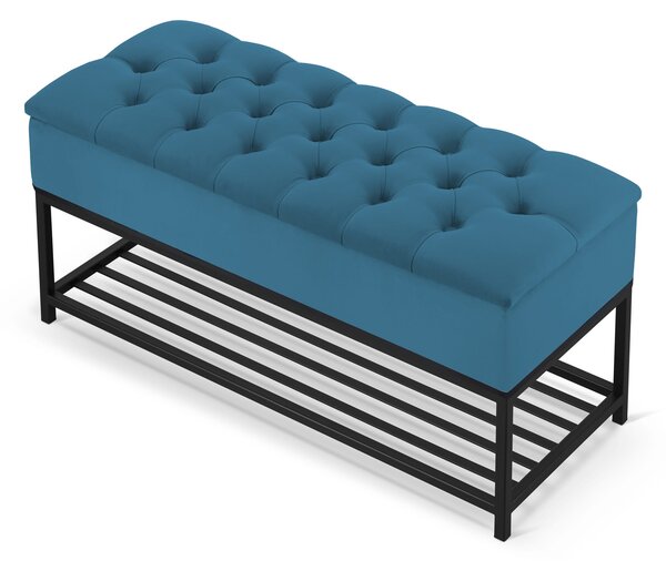 Pikowana pufa ze schowkiem LOFT - Sea Green