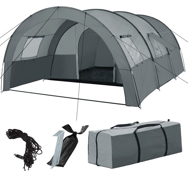 Tectake 404825 namiot tunelowy roskilde dla 6 osób - jasnoszary/ciemnoszary