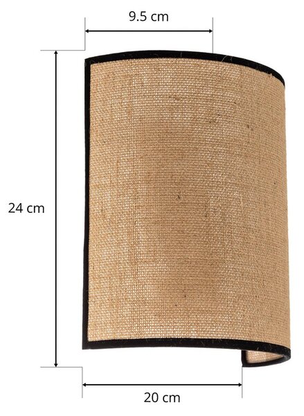 Kinkiet Jute&black Duolla, możliwość ściemniania, brązowy / rdzawy, salon / jadalnia, tkanina / materiał / jedwab, dworkowy / rustykalny