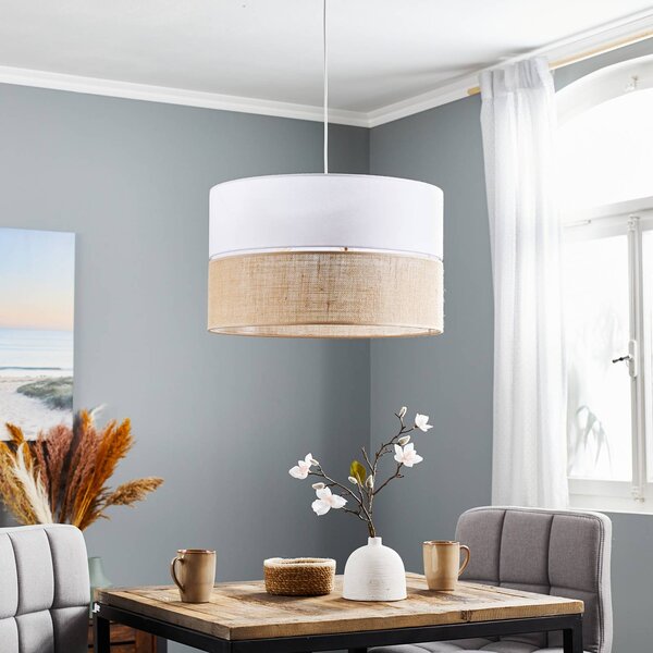 Lampa wisząca Linobianco TK Lighting, możliwość ściemniania, biały / opal, salon / jadalnia, tkanina / materiał / jedwab, nowoczesny