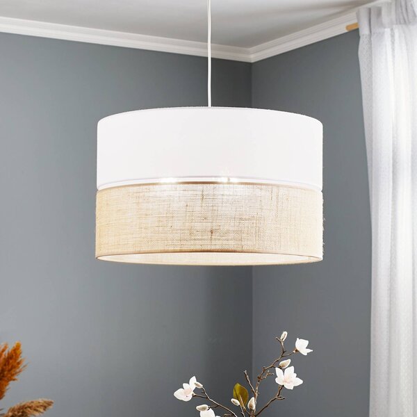 Lampa wisząca Linobianco TK Lighting, możliwość ściemniania, biały / opal, salon / jadalnia, tkanina / materiał / jedwab, nowoczesny
