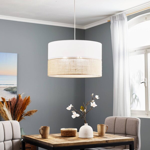 Lampa wisząca Linobianco TK Lighting, możliwość ściemniania, biały / opal, salon / jadalnia, tkanina / materiał / jedwab, nowoczesny