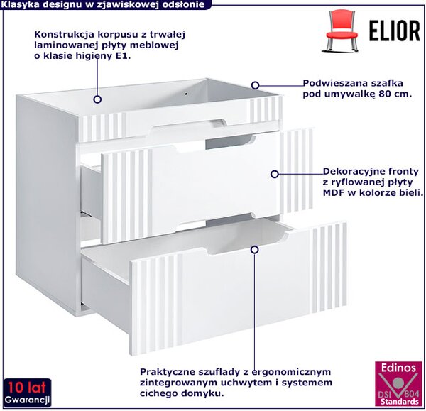 Biała szafka umywalkowa 80 cm R0-G61