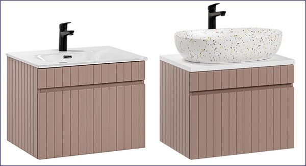 Różowa szafka pod umywalkę 60 cm z lamelami E0-G81