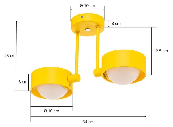 Lampa sufitowa Mado Argon, możliwość ściemniania, żółty / pomarańczowy, salon / jadalnia, metal, nowoczesny
