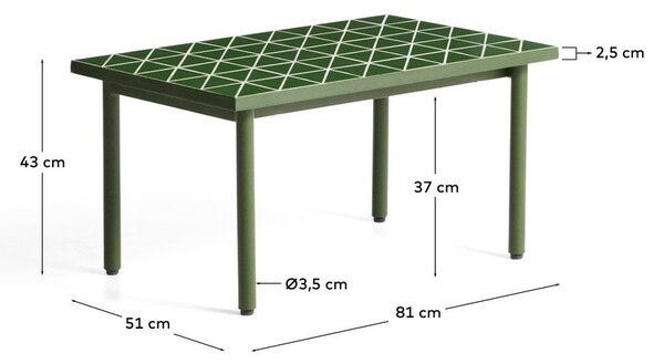 Stolik ogrodowy z ceramicznym blatem 51x81 cm Maurina – Kave Home