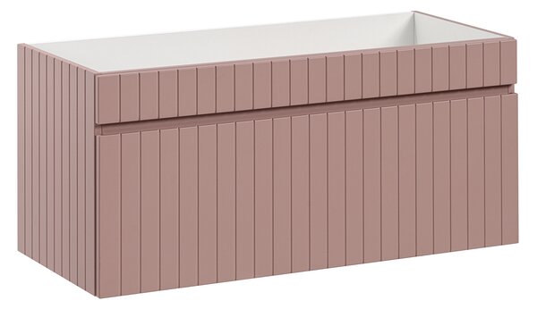 Ścienna szafka umywalkowa 100 cm z lamelami róż - Dione 5X