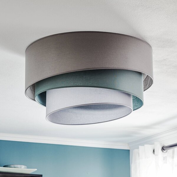Lampa sufitowa Trio monocolor Euluna, możliwość ściemniania, aluminiowy / szary / cynkowy, salon / jadalnia, tkanina / materiał / jedwab, nowoczesny