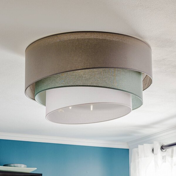 Lampa sufitowa Trio monocolor Euluna, możliwość ściemniania, aluminiowy / szary / cynkowy, salon / jadalnia, tkanina / materiał / jedwab, nowoczesny