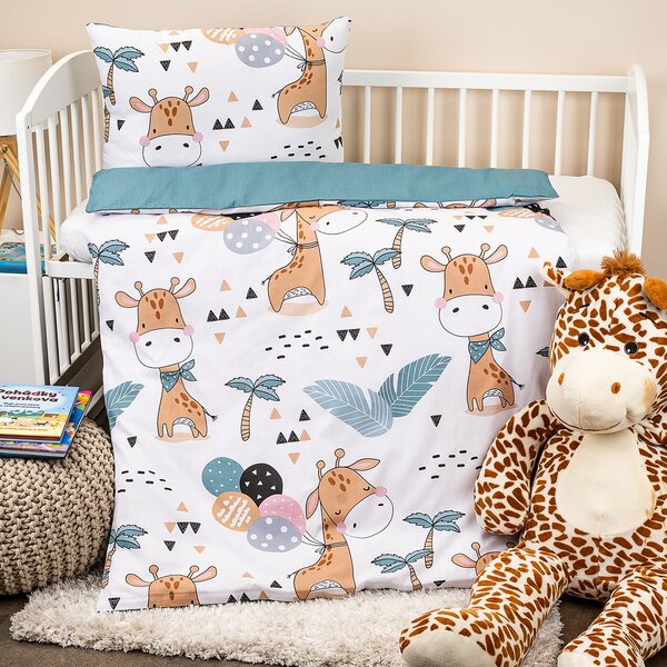 Bawełniana pościel dziecięca do łóżeczka Little giraffe, 100 x 135 cm, 40 x 60 cm