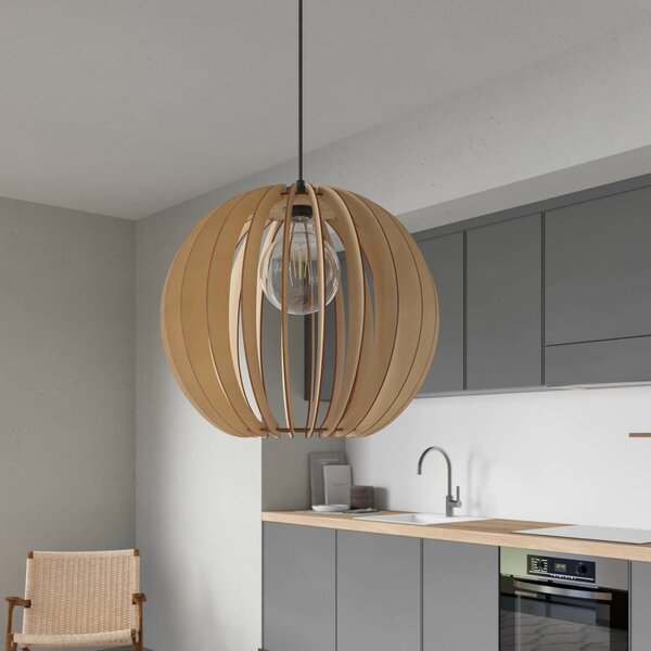 Lampa wisząca Clay Envostar, możliwość ściemniania, jasne drewno, salon / jadalnia, drewno, skandynawski