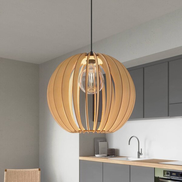 Lampa wisząca Clay Envostar, możliwość ściemniania, jasne drewno, salon / jadalnia, drewno, skandynawski