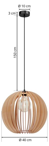 Lampa wisząca Clay Envostar, możliwość ściemniania, jasne drewno, salon / jadalnia, drewno, skandynawski