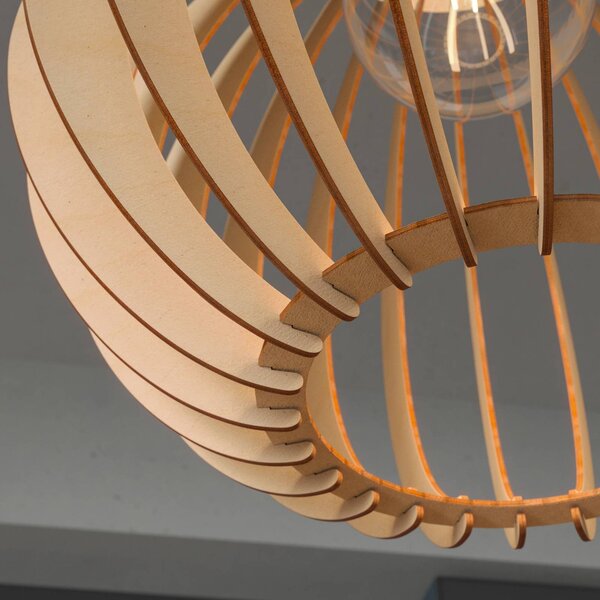 Lampa wisząca Clay Envostar, możliwość ściemniania, jasne drewno, salon / jadalnia, drewno, skandynawski