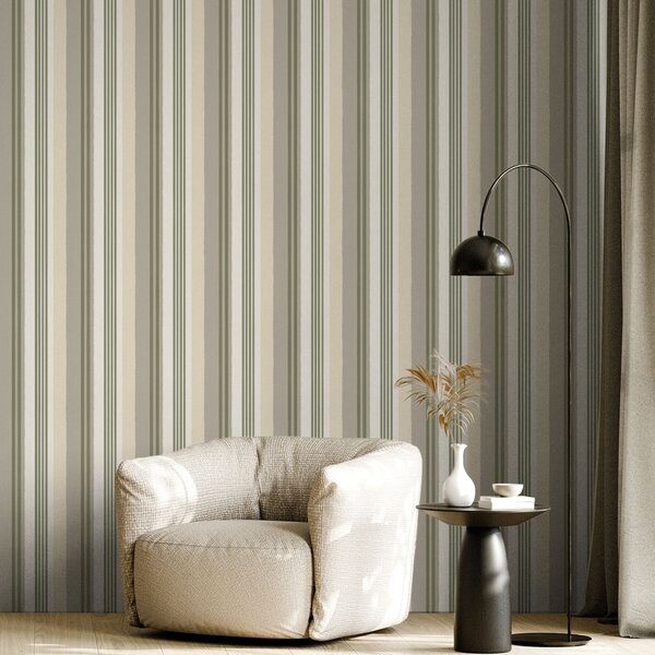 Tapety Stonowane zielono-kremowe paski, Tapety Geometryczne, Tapety w paski, a01248v2 : Uwalls.pl