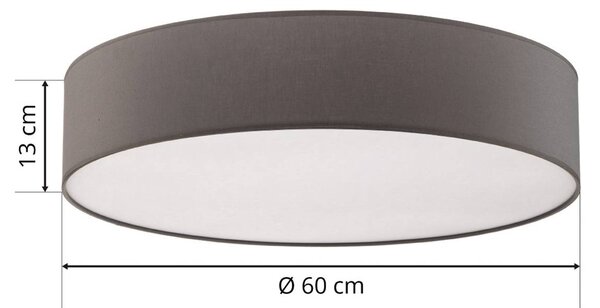Lampa sufitowa Rondo TK Lighting, możliwość ściemniania, aluminiowy / szary / cynkowy, sypialnia, tkanina / materiał / jedwab, nowoczesny