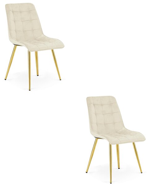 Krzesło velvet SPLIT jasnobeżowe złote nogi glamour do salonu x2