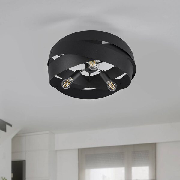 Lampa sufitowa Tornado Domiluce, możliwość ściemniania, czarny, salon / jadalnia, metal, nowoczesny