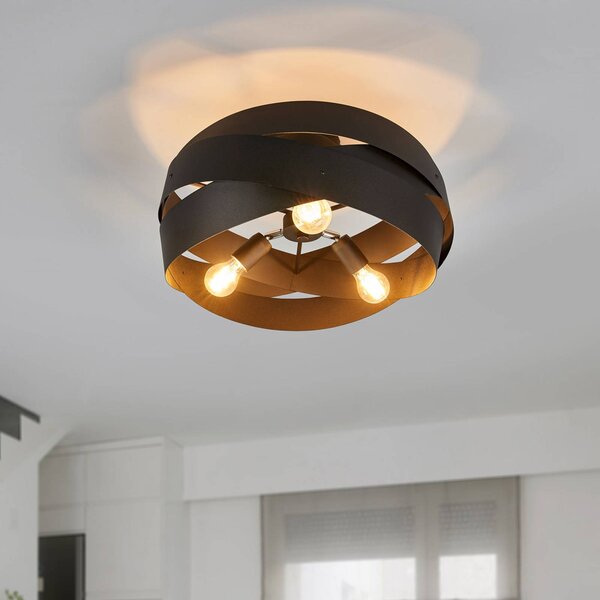 Lampa sufitowa Tornado Domiluce, możliwość ściemniania, czarny, salon / jadalnia, metal, nowoczesny