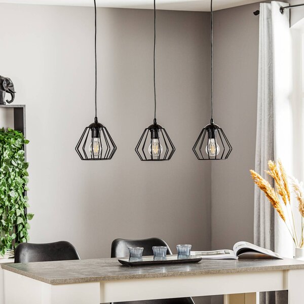 HELAM Lampa wisząca Agat, możliwość ściemniania, czarny, salon / jadalnia, metal, nowoczesny