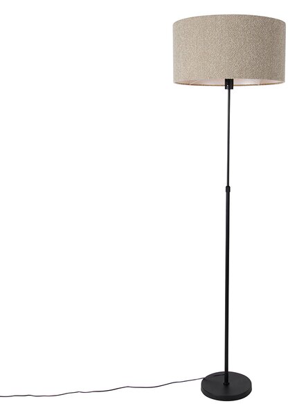 Lampa podłogowa czarna regulowana z abażurem boucle taupe 50 cm - Parte Oswietlenie wewnetrzne