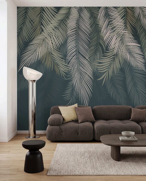 Fototapety Liście palmowe na ciemnozielonym tle, Fototapety Las, Fototapety Las tropikalny, u48556v2 : Uwalls.pl