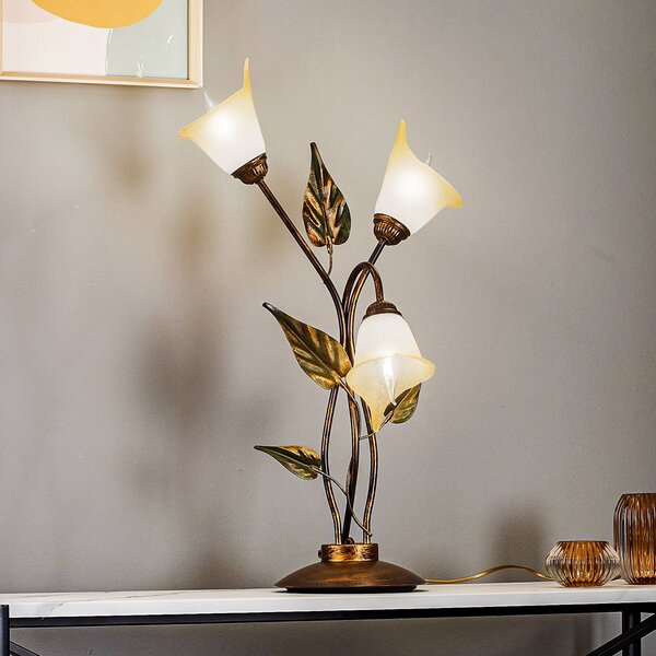 Lampa stołowa Miranda ONLI, brązowy / mosiężny, salon / jadalnia, metal, florentyński