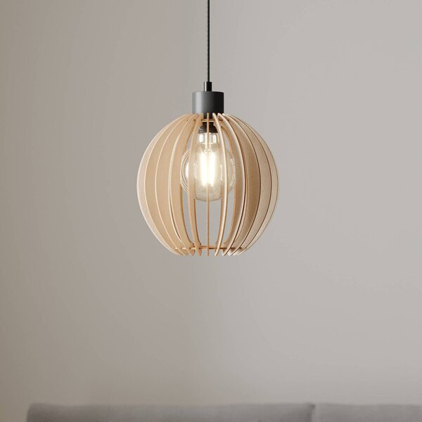 Lampa wisząca Clay Envostar, możliwość ściemniania, jasne drewno, salon / jadalnia, drewno, skandynawski