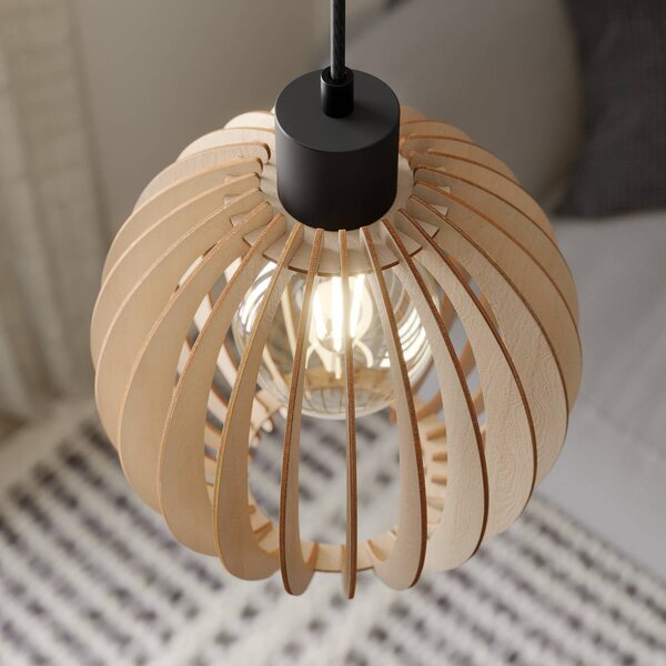 Lampa wisząca Clay Envostar, możliwość ściemniania, jasne drewno, salon / jadalnia, drewno, skandynawski