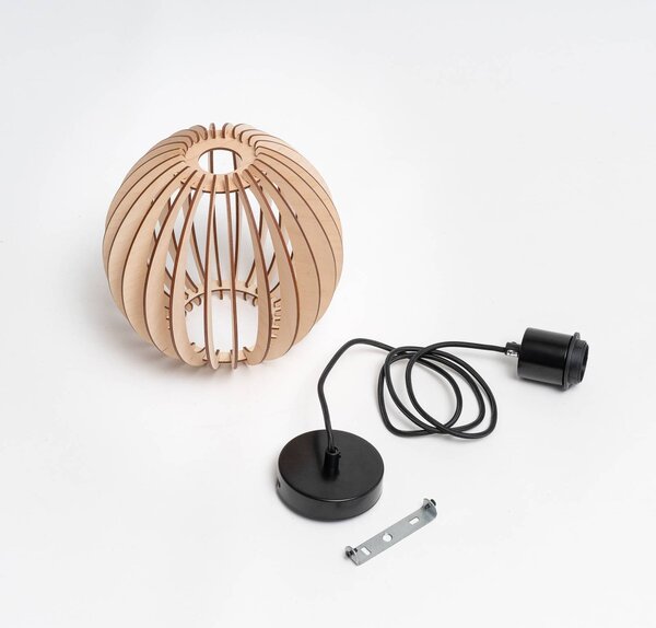 Lampa wisząca Clay Envostar, możliwość ściemniania, jasne drewno, salon / jadalnia, drewno, skandynawski
