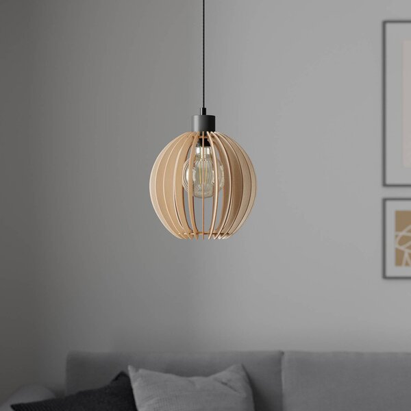Lampa wisząca Clay Envostar, możliwość ściemniania, jasne drewno, salon / jadalnia, drewno, skandynawski