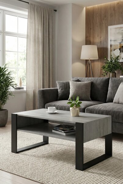 Nowoczesna ława kawowa do salonu beton + czarny E8-C33