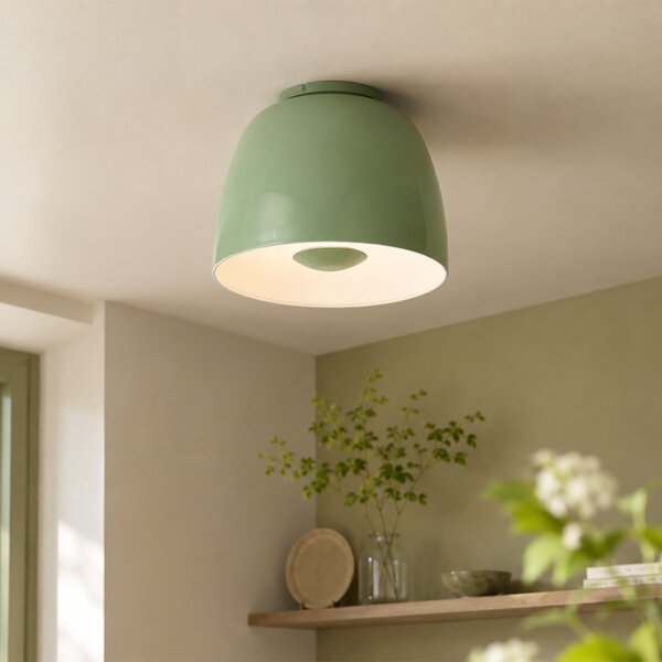 Lampa sufitowa retro zielona z białym wnętrzem, ze ściemnialnym 3-stopniowo LED - Vera