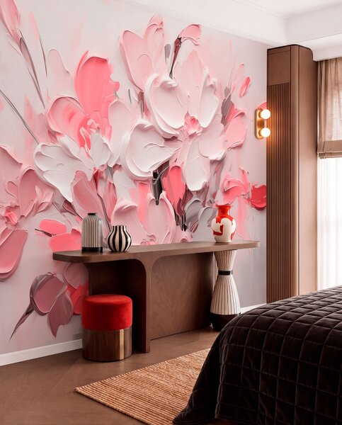 Fototapety Abstrakcyjne kwiaty wolumetryczne w stylu malarstwa olejnego, Fototapety 3D, Fototapety 3d Kwiaty, w03582v3 : Uwalls.pl