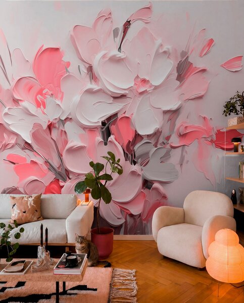 Fototapety Abstrakcyjne kwiaty wolumetryczne w stylu malarstwa olejnego, Fototapety 3D, Fototapety 3d Kwiaty, w03582v3 : Uwalls.pl
