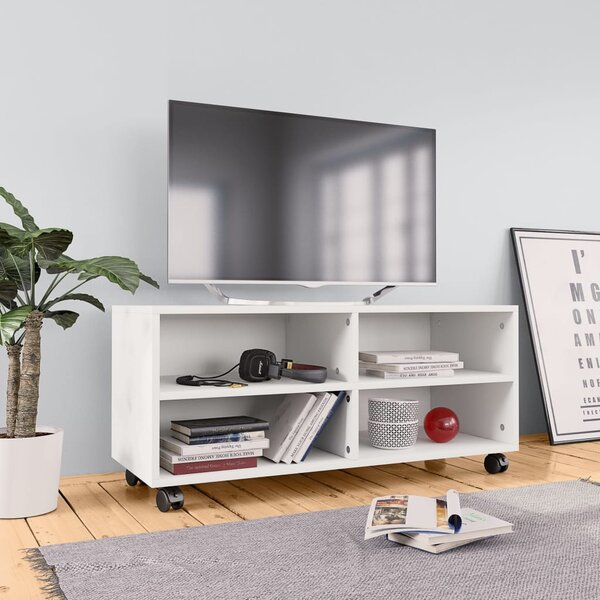 Szafka pod TV, biała, 90x35x35 cm, materiał drewnopochodny