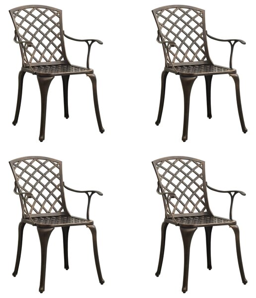 Krzesła ogrodowe 4 szt., odlewane aluminium, brązowe