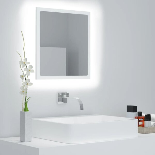 Lustro łazienkowe LED, białe, 40x8,5x37 cm, akryl