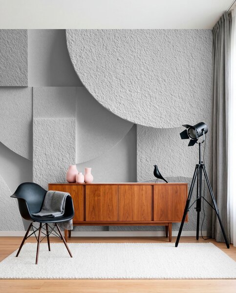 Fototapety Abstrakcyjna kompozycja z białymi trójwymiarowymi kształtami geometrycznymi, Fototapety Geometryczne, w04395v1 : Uwalls.pl