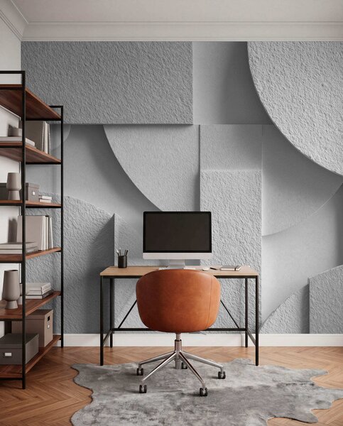Fototapety Abstrakcyjna kompozycja z białymi trójwymiarowymi kształtami geometrycznymi, Fototapety Geometryczne, w04395v1 : Uwalls.pl