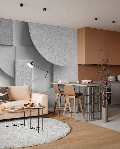 Fototapety Abstrakcyjna kompozycja z białymi trójwymiarowymi kształtami geometrycznymi, Fototapety Geometryczne, w04395v1 : Uwalls.pl
